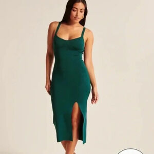 Abercrombie & Fitch Women's emerald green Corset Midi Sweater knit Dress Size  M
